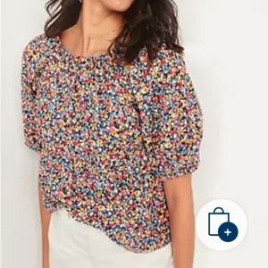 2X old navy puff sleeve floral blouse